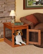 dog crate with dog prop oak harvest.jpg