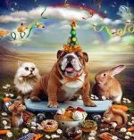 Happy Birthday English Bulldog,cat rabbit.jpg